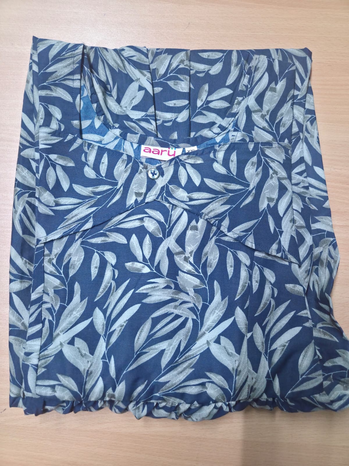 Blue Floral Puffy Sleeves Frocks