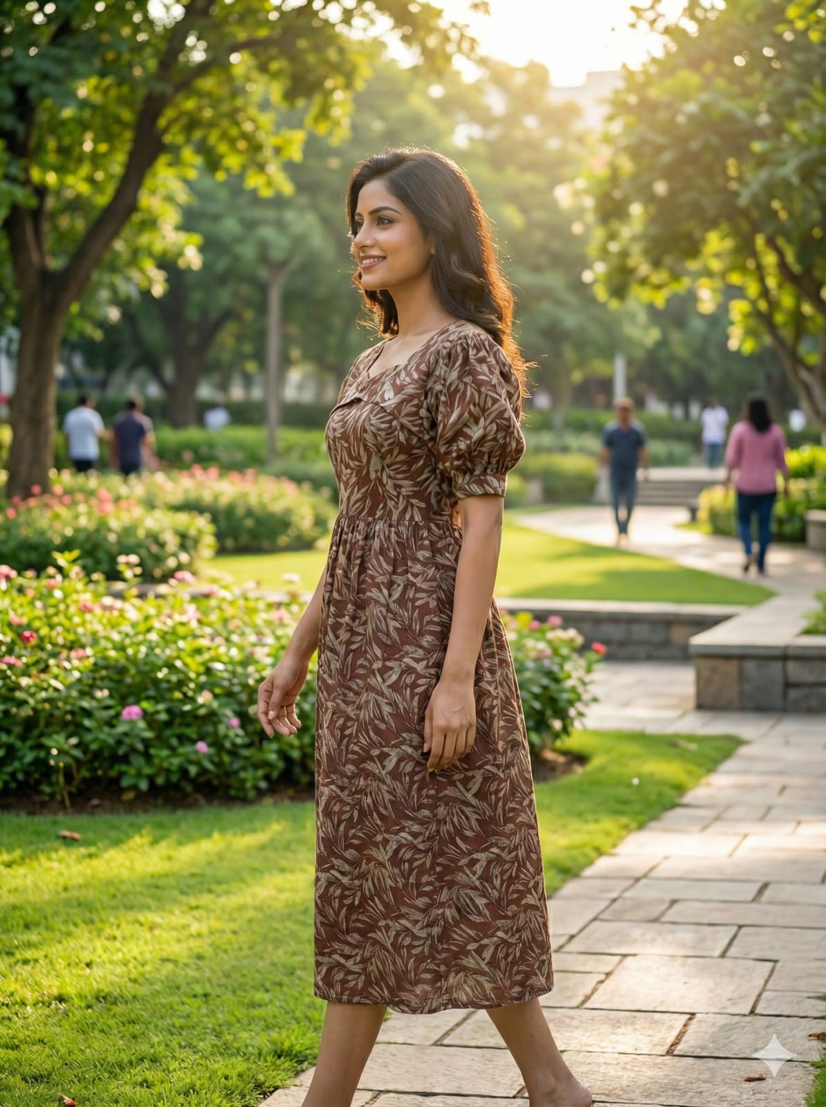 Floral Puffy Sleeves Frocks