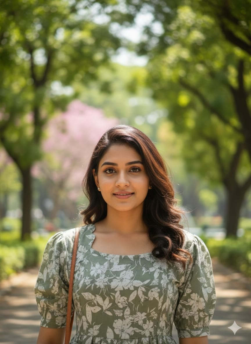 Green Floral Puffy Sleeves Frocks