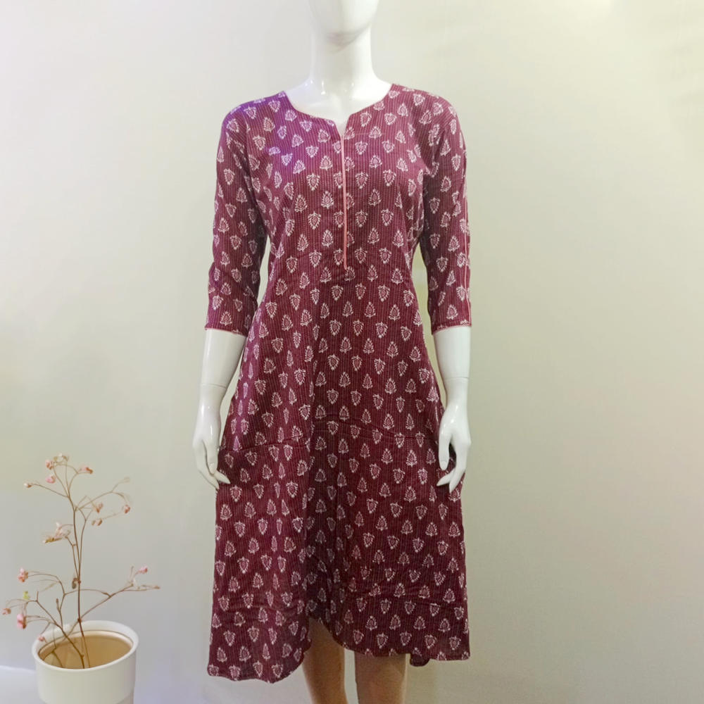 Floral Design Frock Kurti