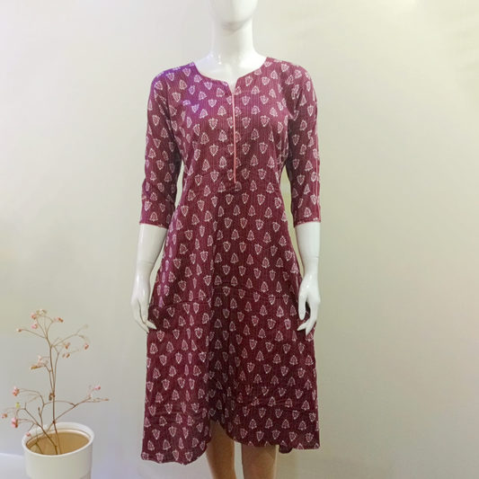 Floral Design Frock Kurti