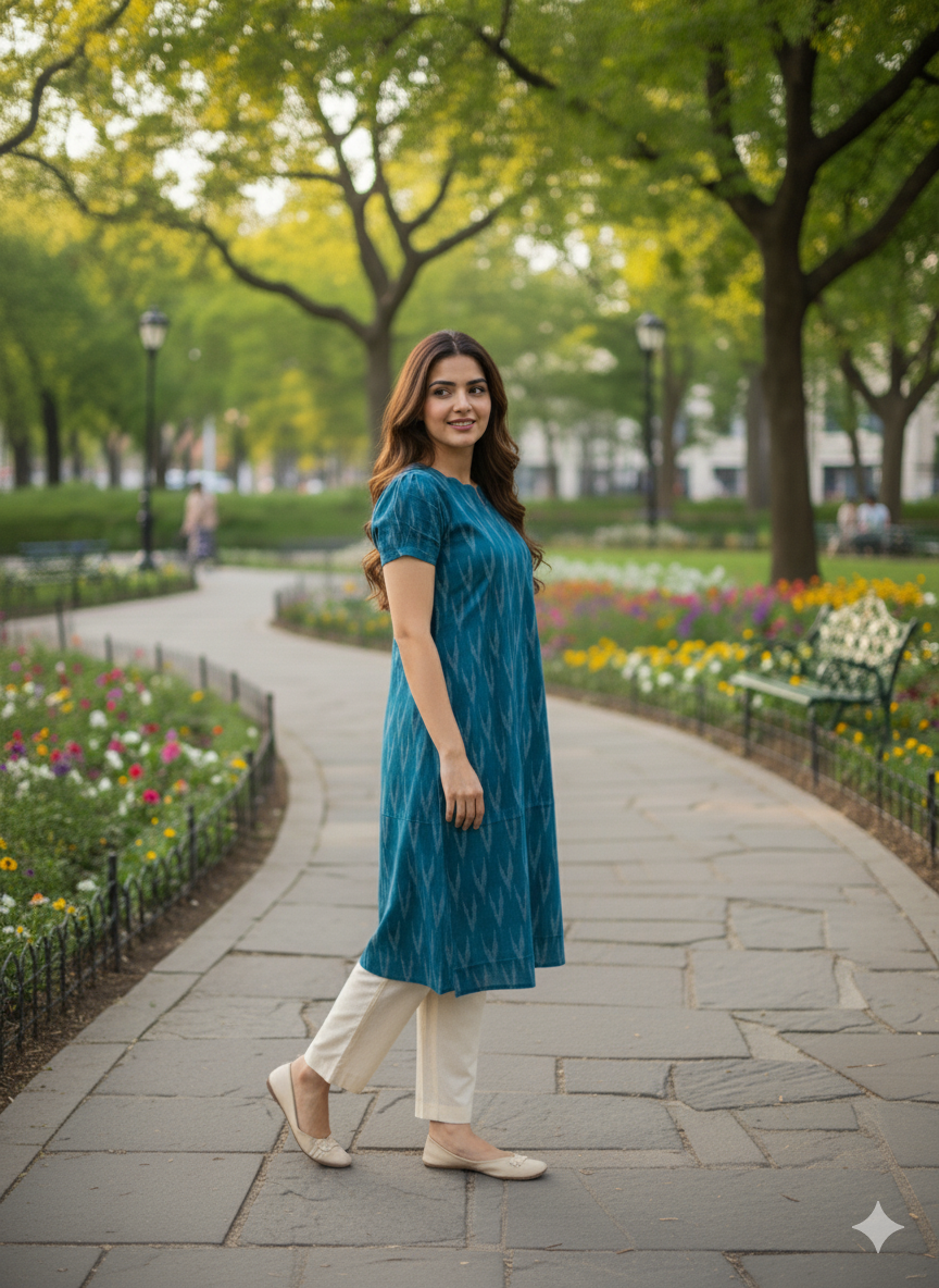 Ikkat Top & Bottom Set