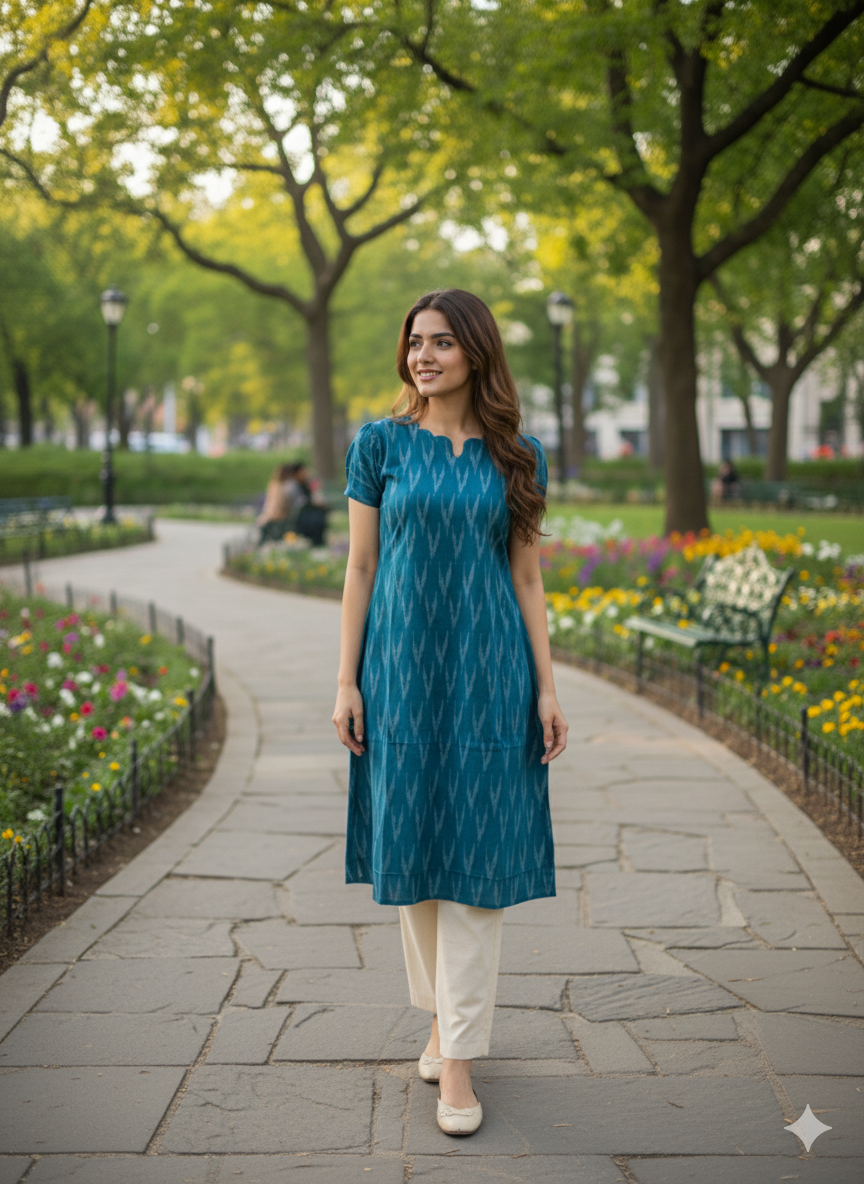 Ikkat Top & Bottom Set