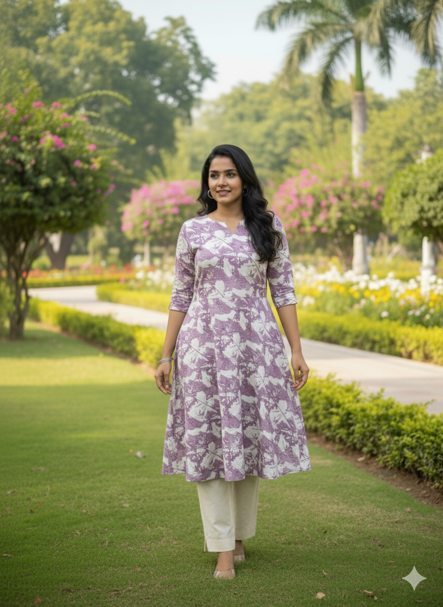 A line Round Kurti Set