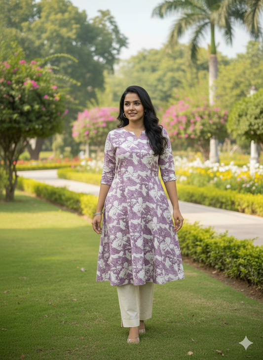 A line Round Kurti Set