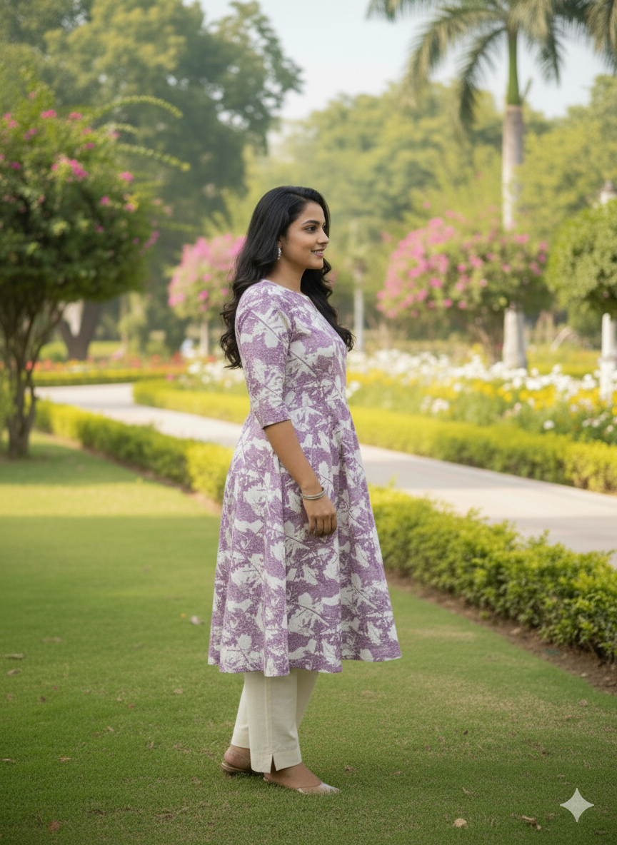 A line Round Kurti Set