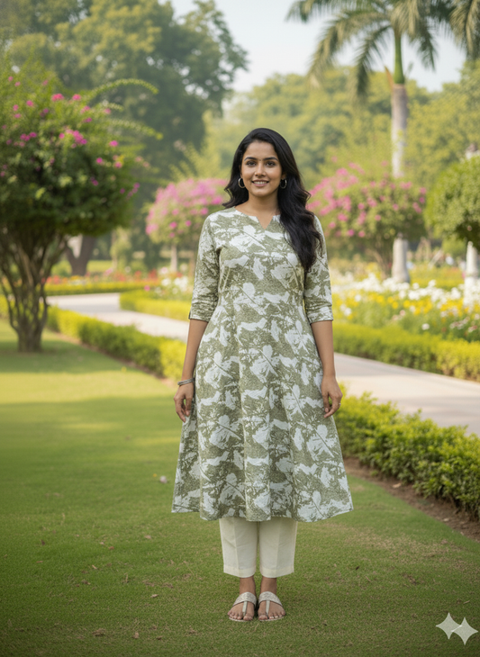 A line Round Kurti Set