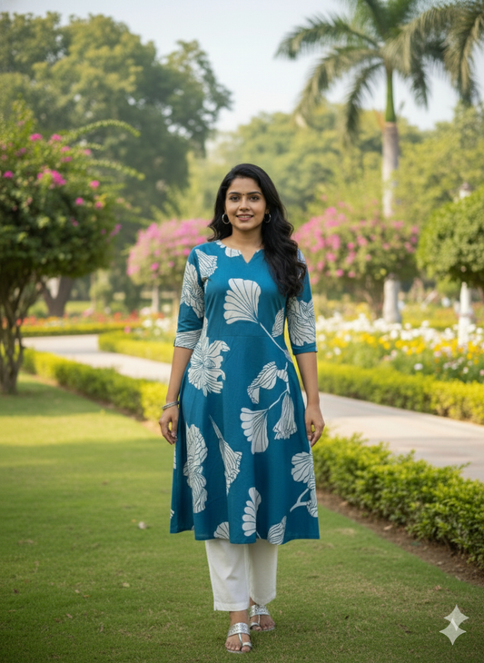 A Line Round Kurti Set