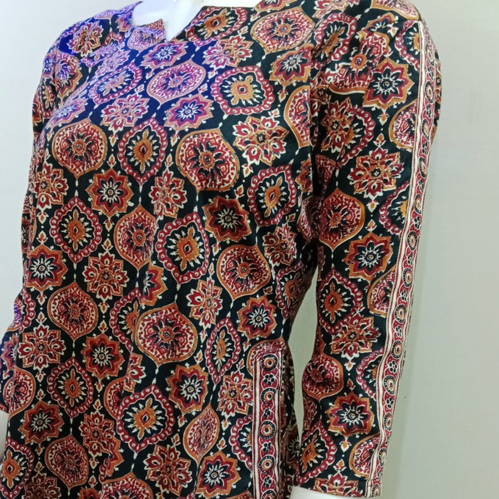 Kalamkari A-Line Frock Kurti With Pockets