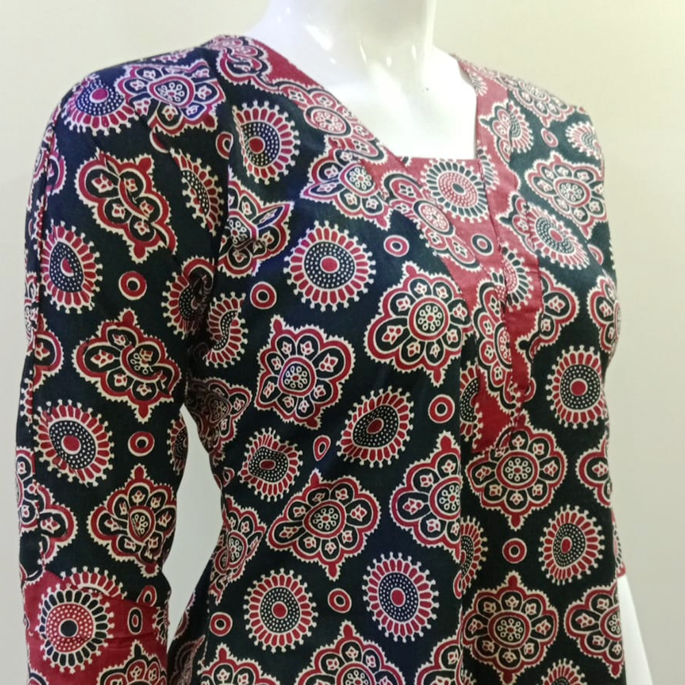 Kalamkari A Line Frock Kurti With Pockets