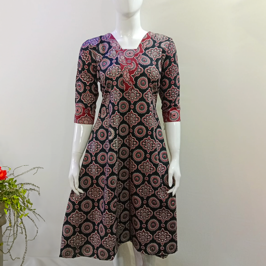 Kalamkari A Line Frock Kurti With Pockets