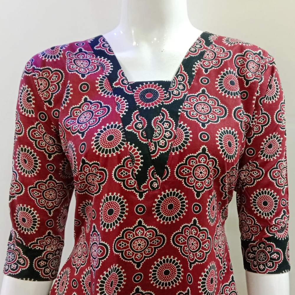 Kalamkari A Line Frock Kurti With Pockets