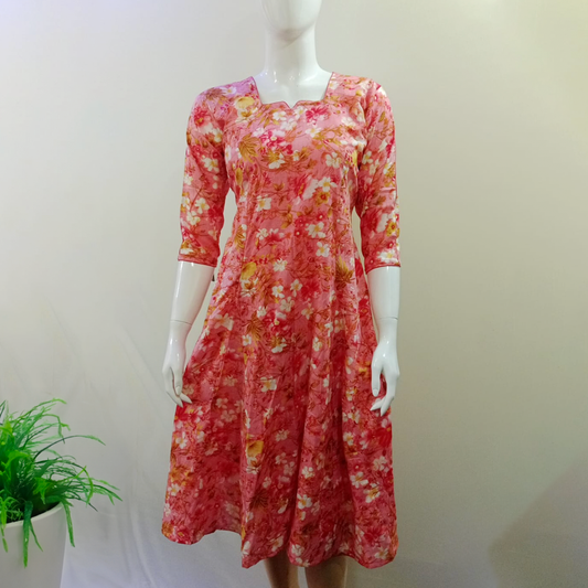 Pink Floral Design Frock