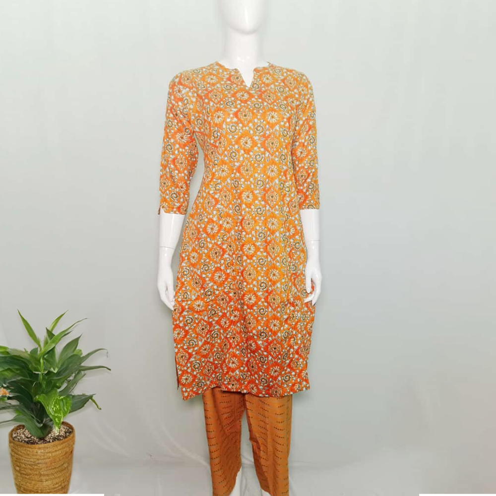 Office Wear Collar Kurti Set