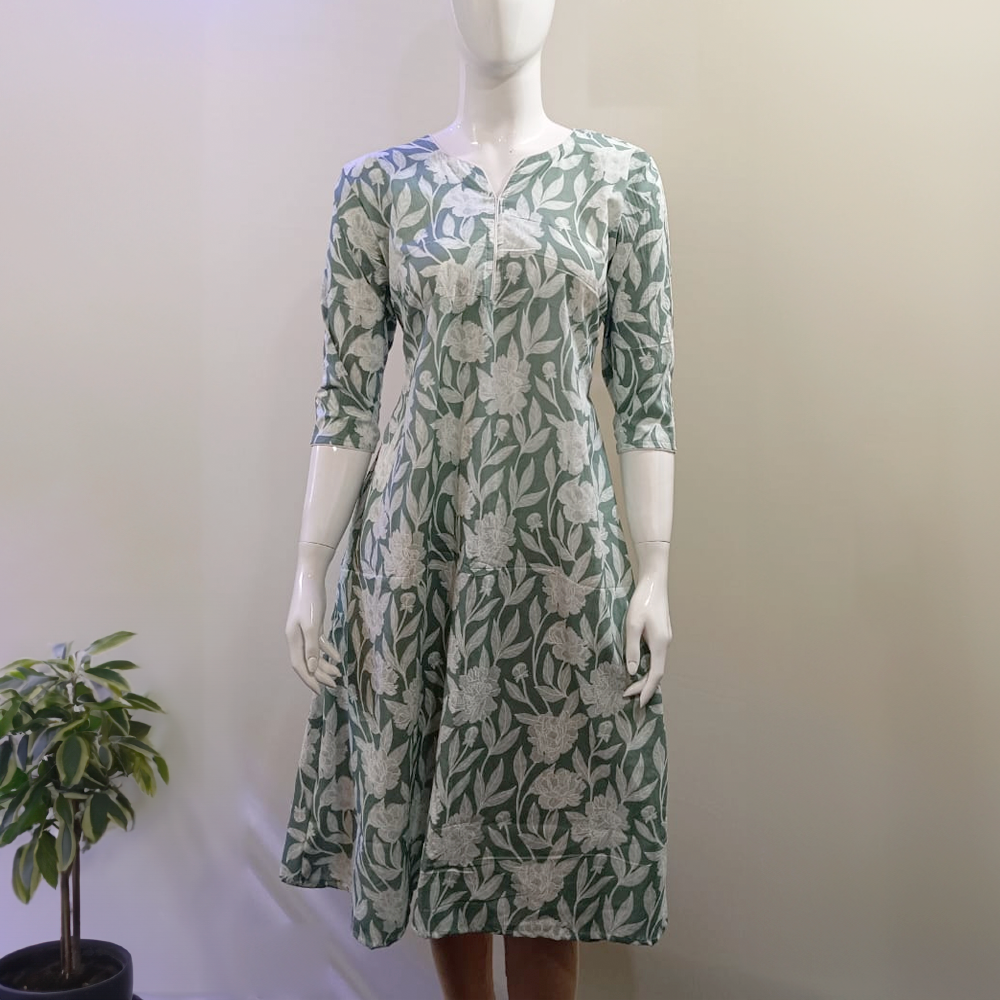 Floral Design Frock Kurti