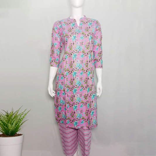 Office Wear Collar Kurti Set