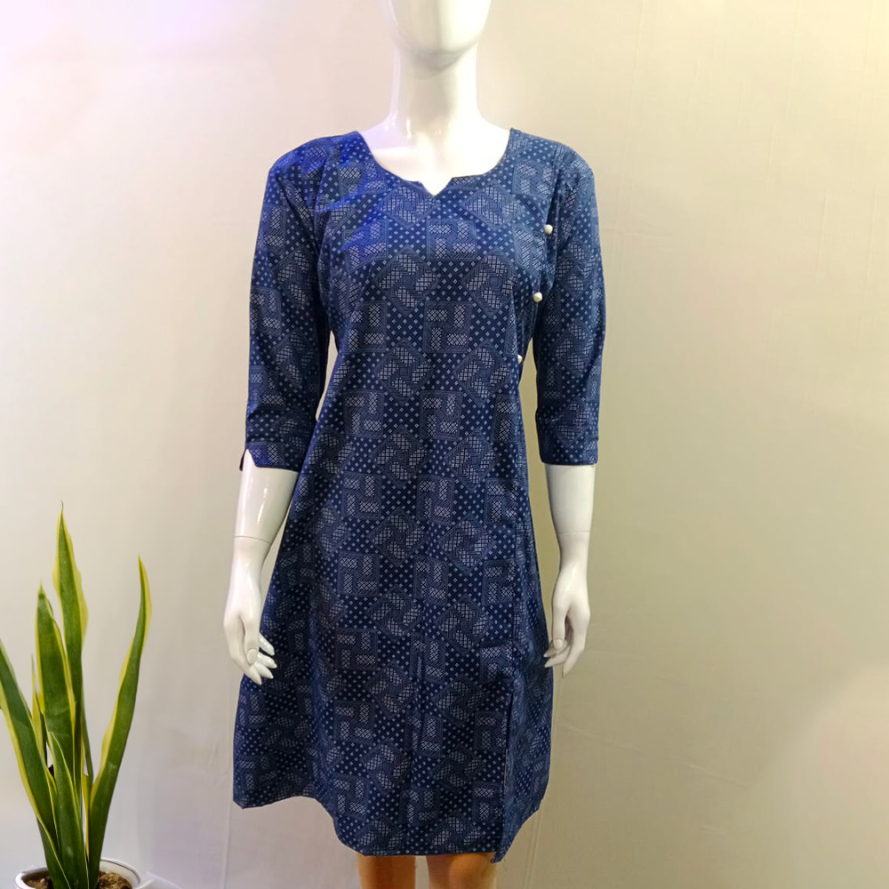 Trendy Blue Cotton Kurti