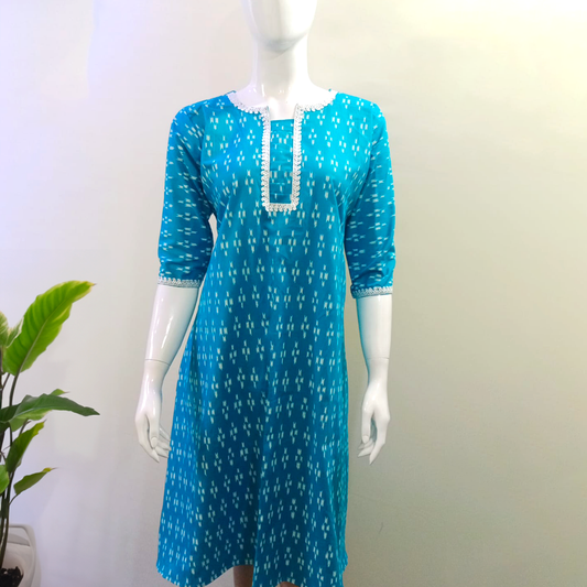 Blue Fancy Cotton Kurti