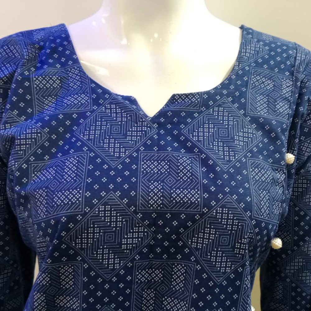 Trendy Blue Cotton Kurti