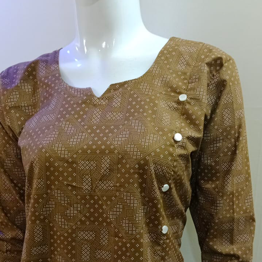 Trendy Brown Cotton Kurti