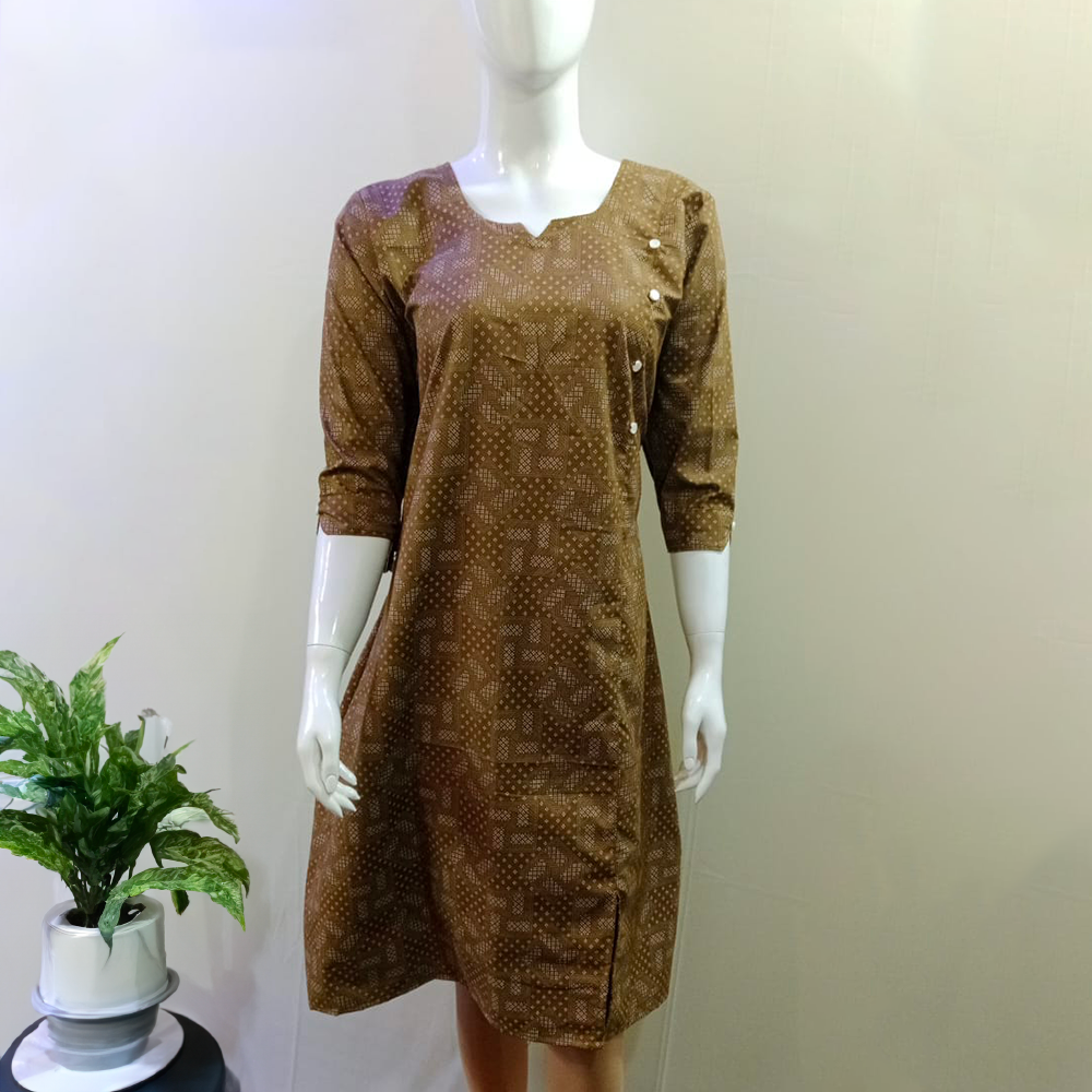 Trendy Brown Cotton Kurti