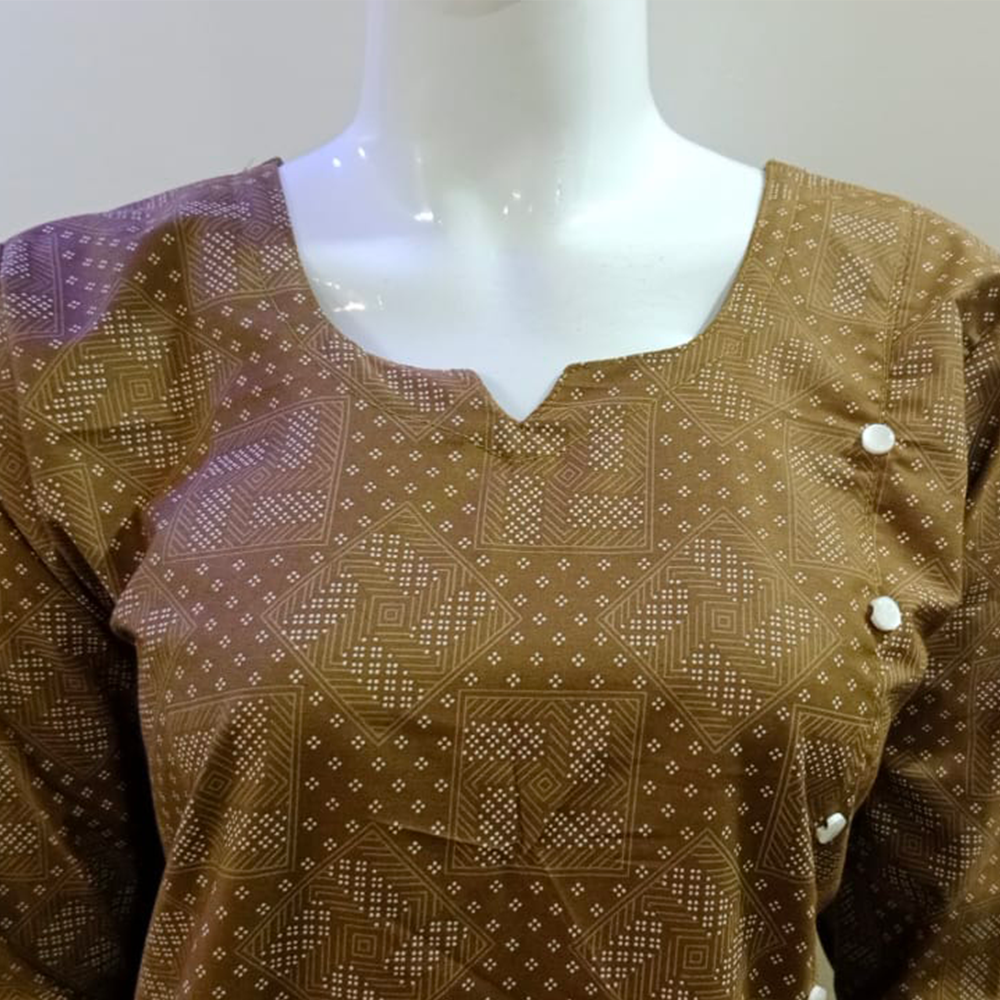 Trendy Brown Cotton Kurti