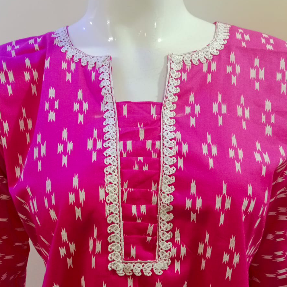 Pink Fancy Cotton Kurti