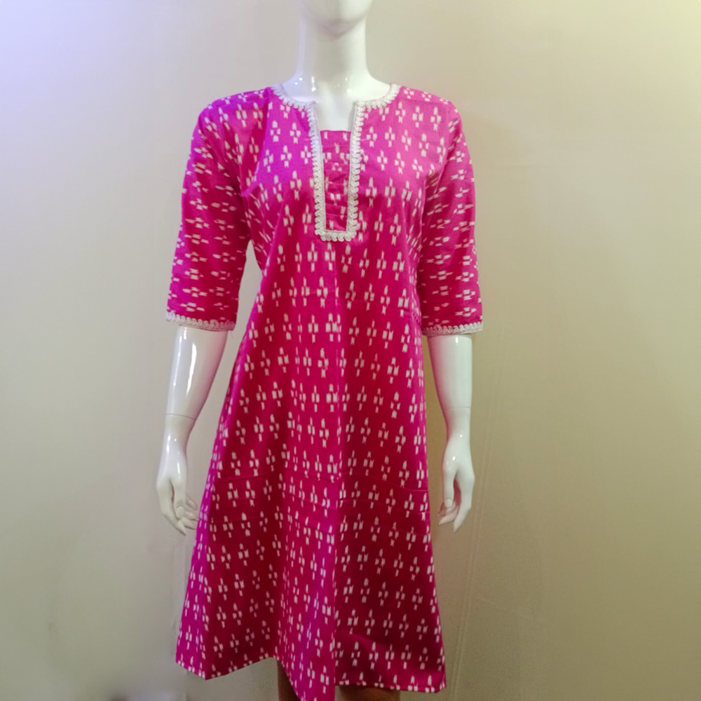 Pink Fancy Cotton Kurti