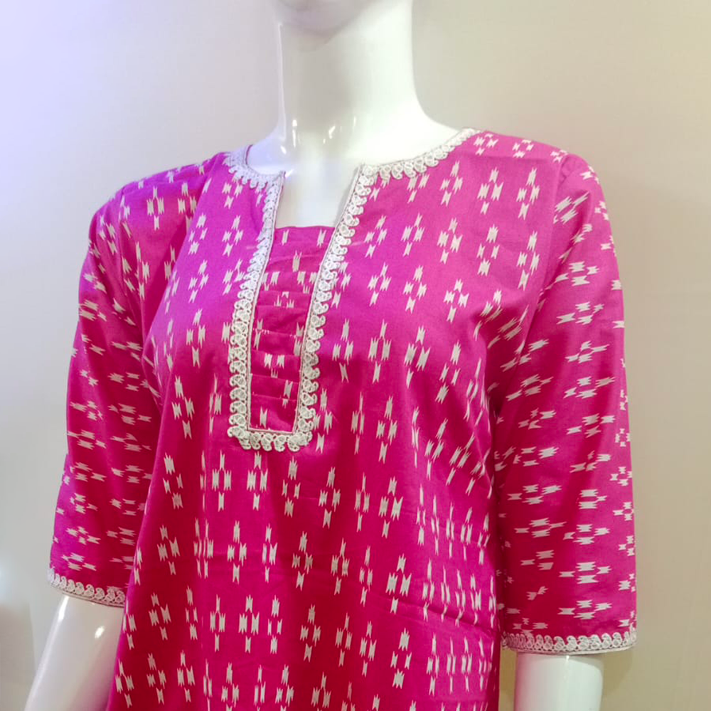 Pink Fancy Cotton Kurti