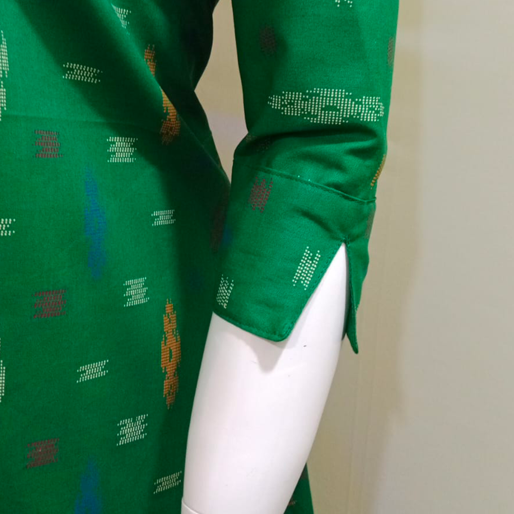 Pochampally Green & Red Kurti Set