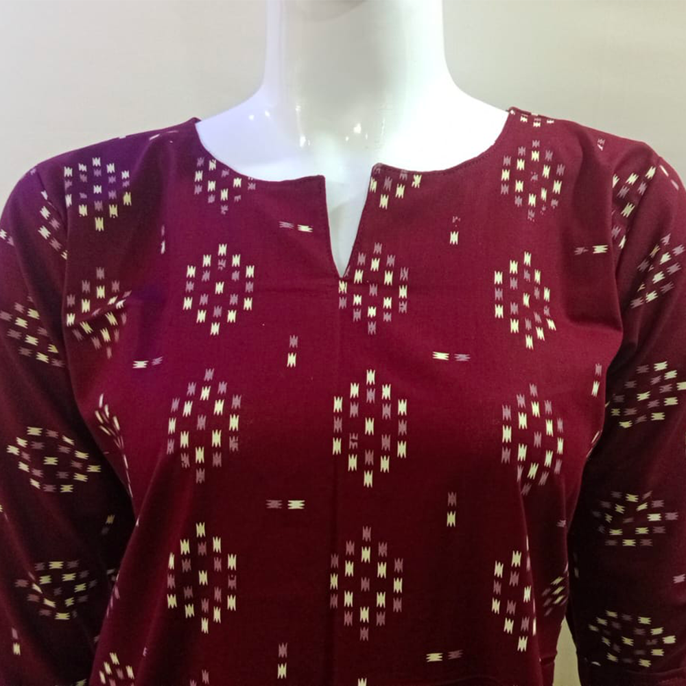 Pochampally Maroon Cotton Kurti