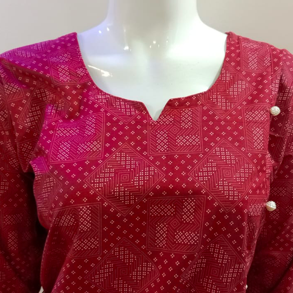 Trendy Maroon Red Cotton Kurti