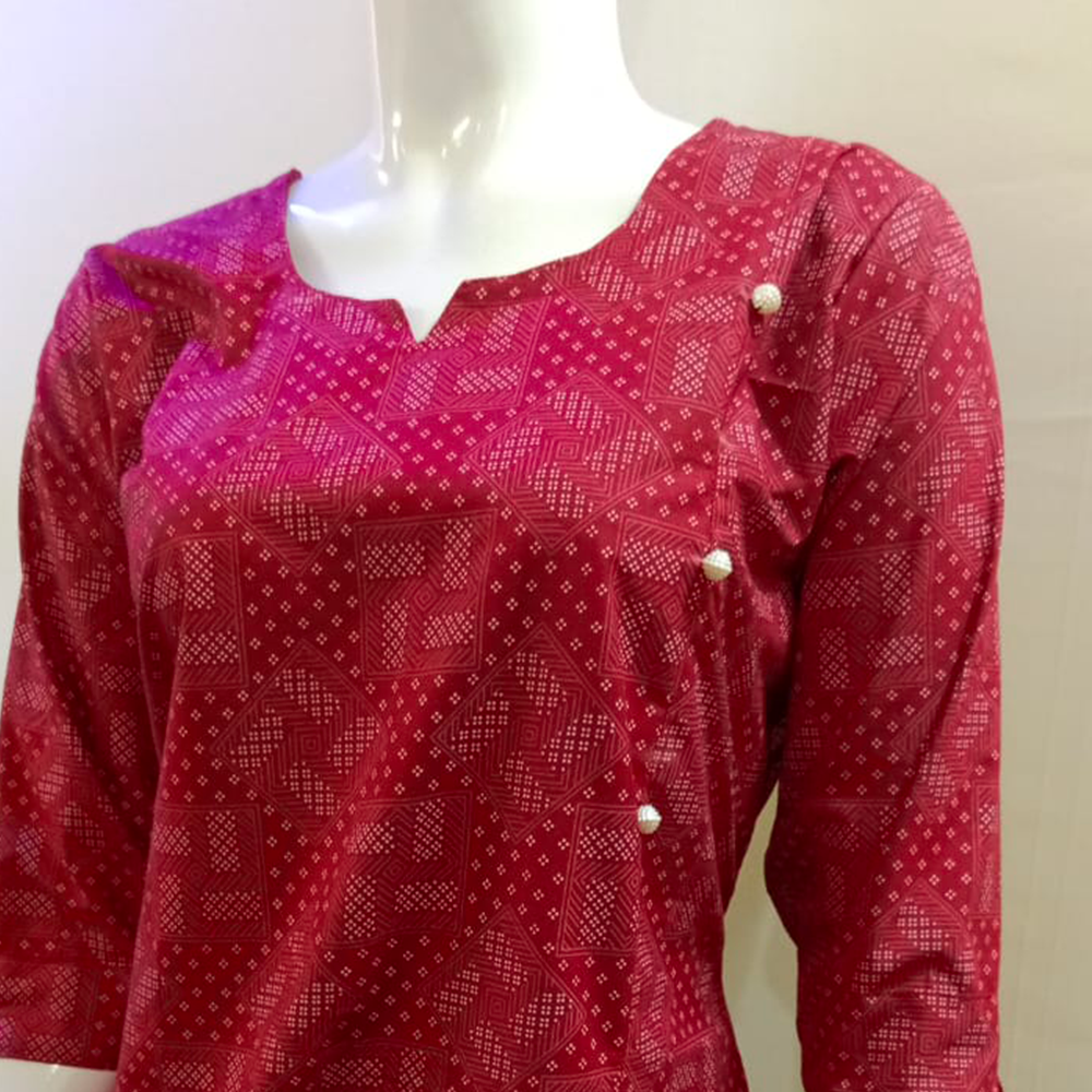 Trendy Maroon Red Cotton Kurti