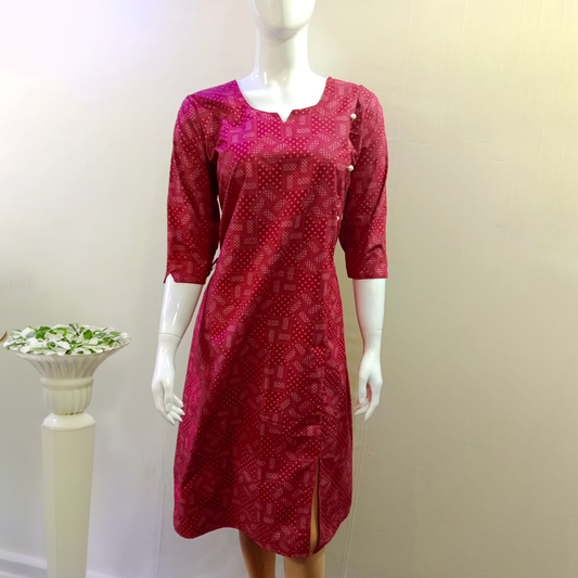 Trendy Maroon Red Cotton Kurti