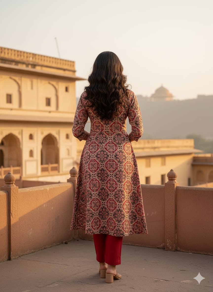 A line Round Kurti & Bottom Set