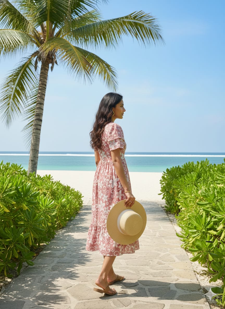 Pink Floral Butterfly Sleeves step frocks