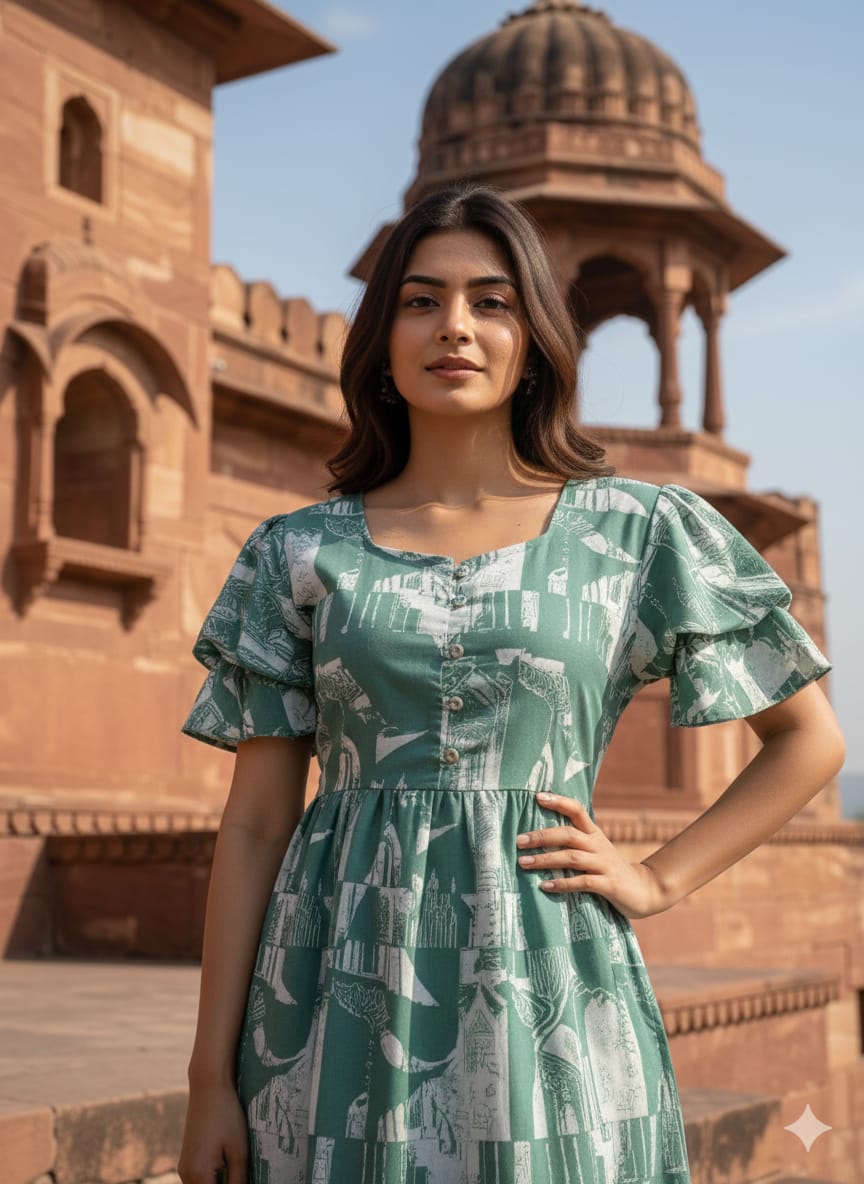 Floral Butterfly Sleeves step frocks