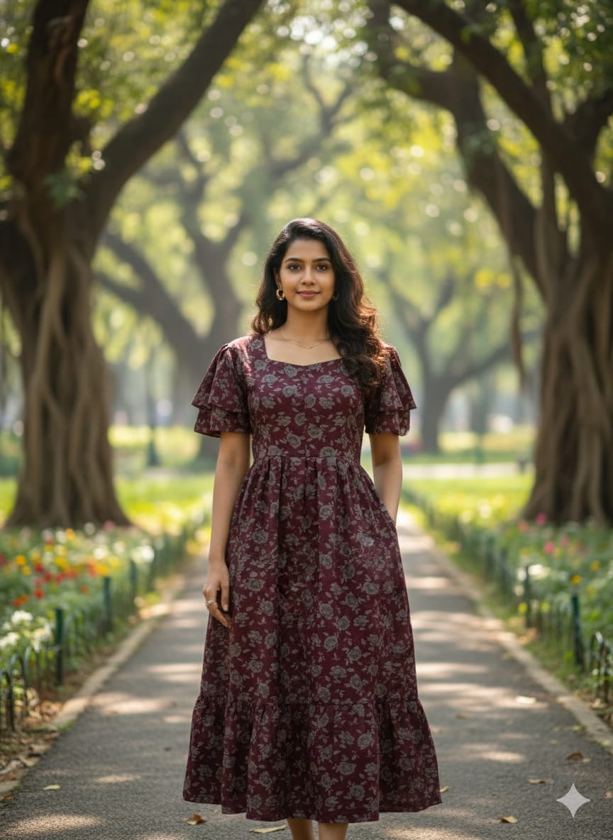 Floral Butterfly Sleeves Step Frocks