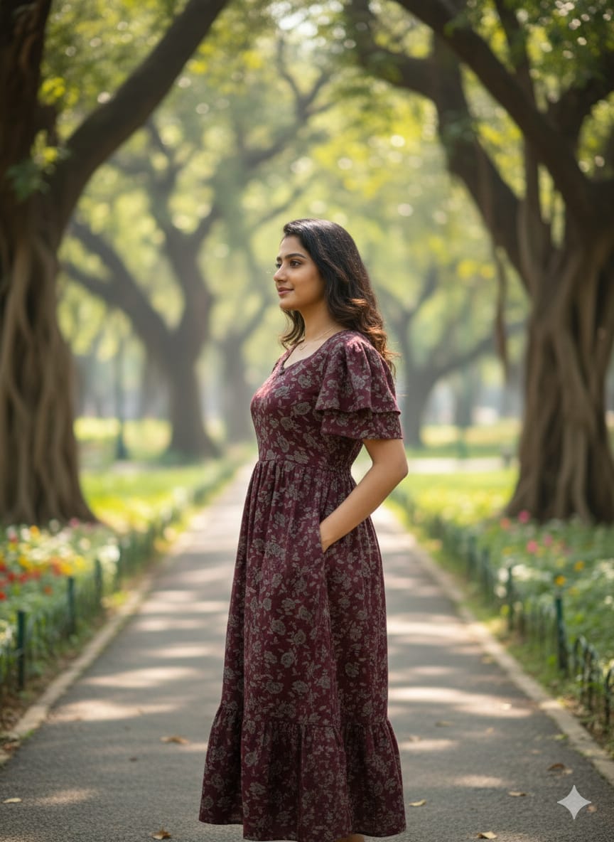 Floral Butterfly Sleeves Step Frocks