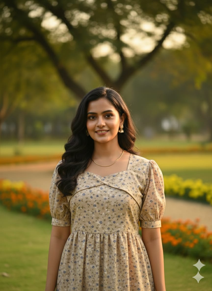 Floral Puffy Sleeves Frocks