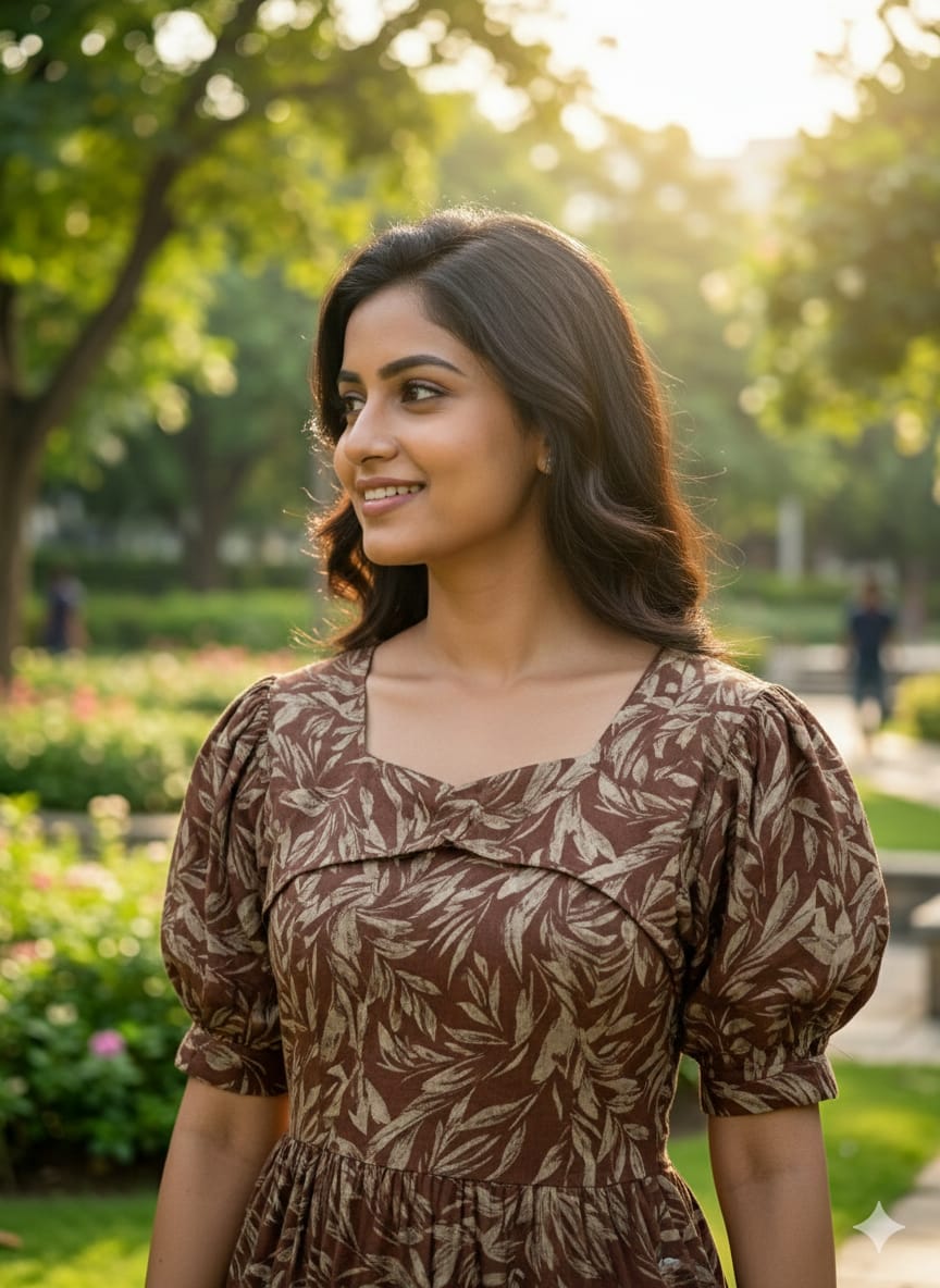 Floral Puffy Sleeves Frocks