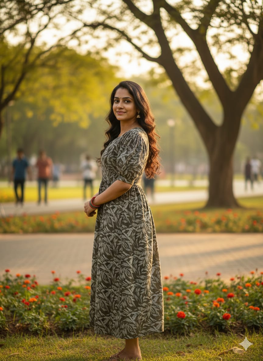 Floral Puffy Sleeves Frocks