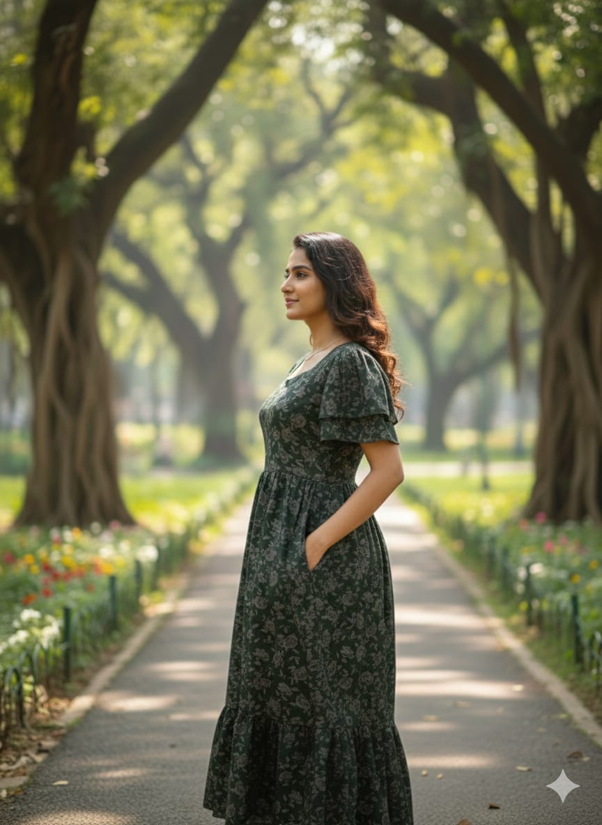 Floral Butterfly Sleeves Step Frocks