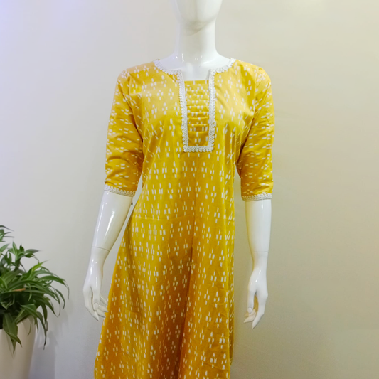 Yellow Fancy Cotton Kurti