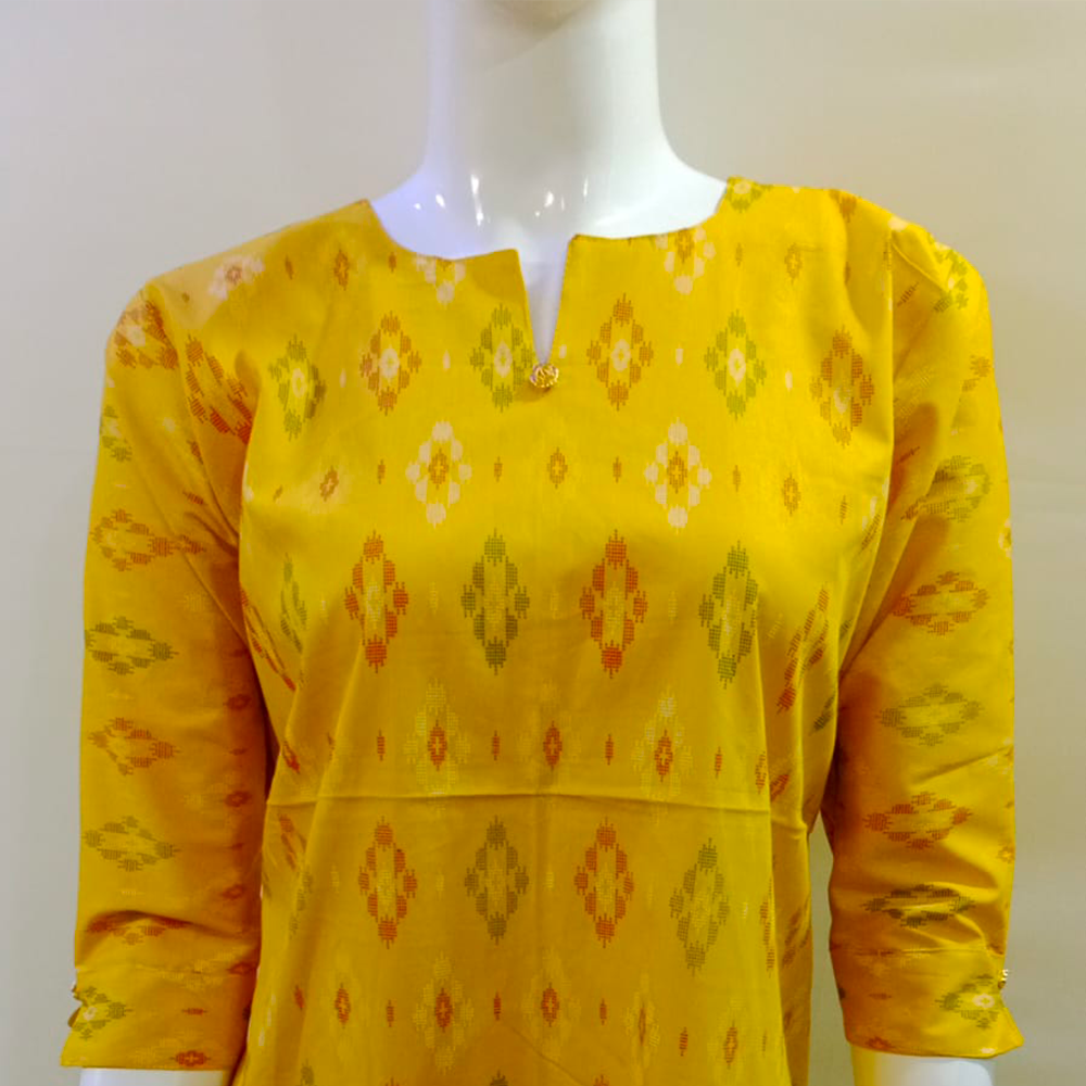 Pochampally Yellow Kurti Set