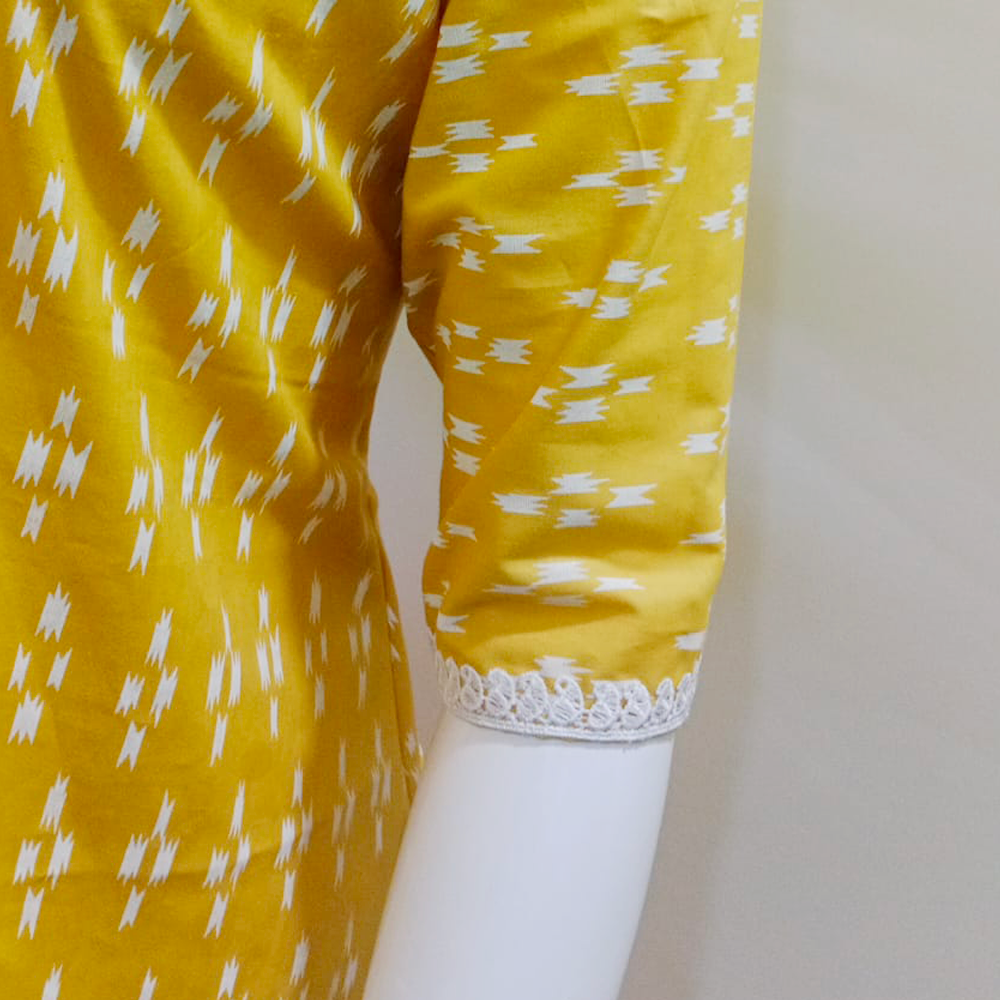 Yellow Fancy Cotton Kurti