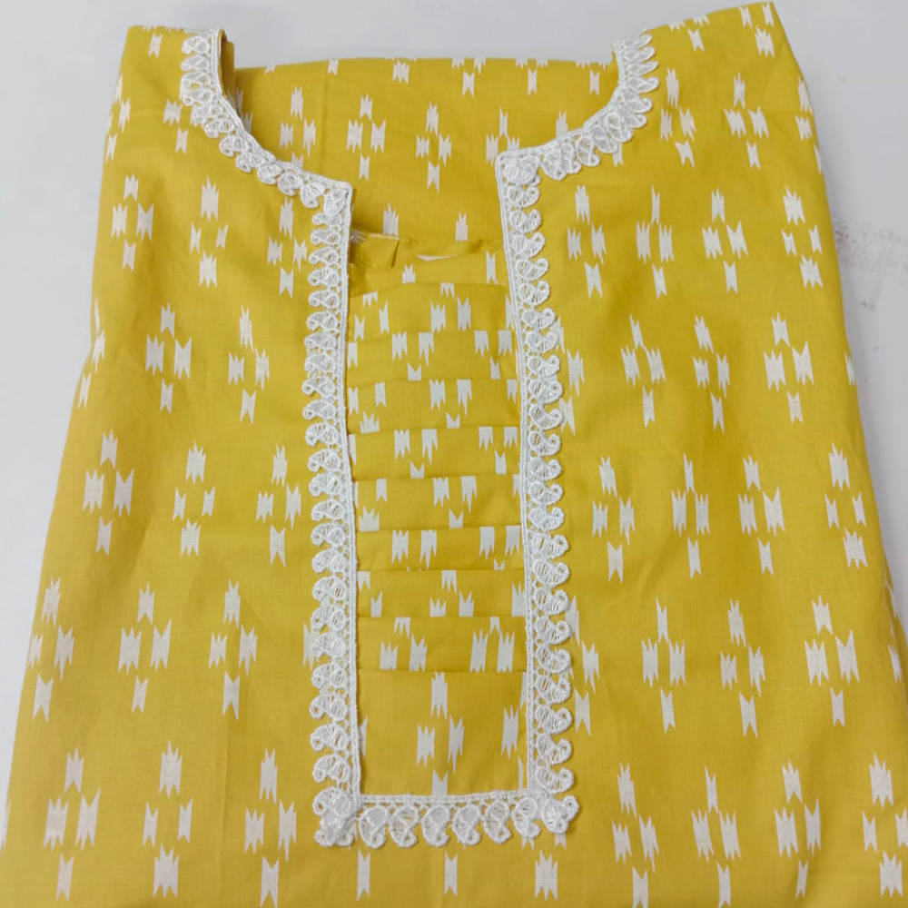 Yellow Fancy Cotton Kurti